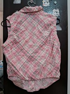 Pink Plaid Sleeveless Top - XS
