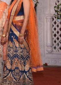 Blue &amp; Gold Embroidered Lehenga