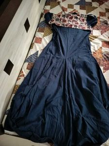 Navy Blue Floral Accent Dress