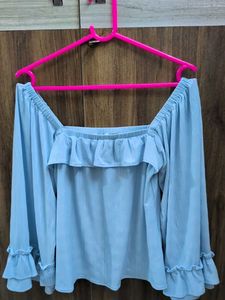Off Shoulder Blue Top