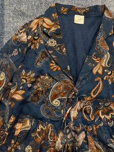 Paisley Print Ruffle Blouse