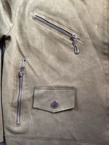 Olive Green Suede Moto Jacket