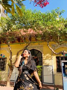 Floral Print Black Maxi Dress