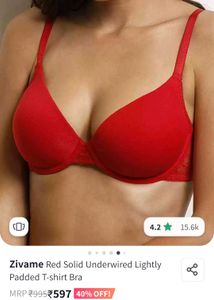 Zivame Red Solid Underwired T-shirt Bra 🍅