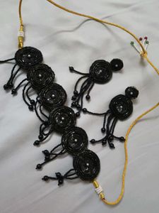 Black Beaded Choker &amp; Earring Set