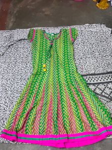 pink and green colour kurta