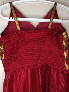 Red Satin Net Gown
