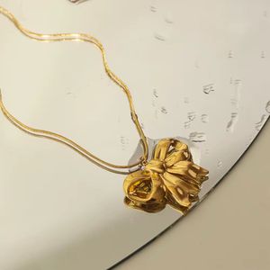 Gold Bow Pendant Necklace | Anti tarnish, water re