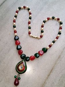 Vintage Beaded Pendant Necklace(Reversible)