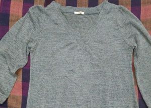 V Neck Grey Color Sweater