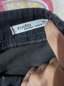 Zudio Arizona Black Jogger Straight Fit Jeans