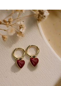 Crimson Heart Hoops Ear Ring