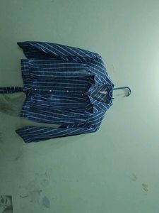 Blue Striped Tie-Front Crop Top