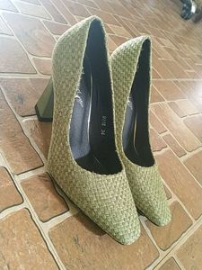 Green Woven Heels