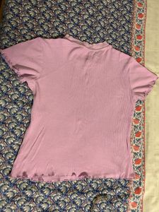 Cute Pink Ribbed Top