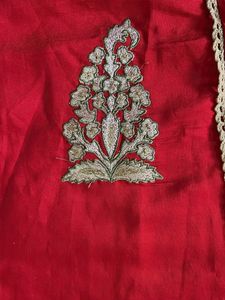 Red Embroidered Ethnic Kurta