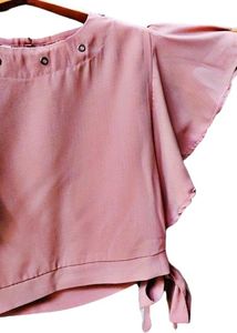 Casual Flared Sleeves Women Pink Top