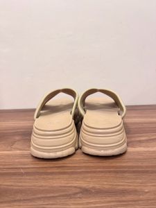 Beige Platform Cross Strap Sandals