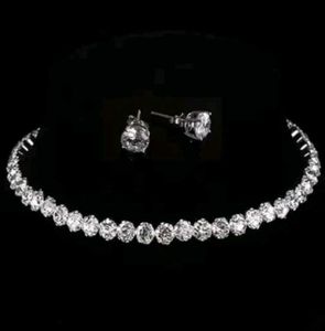 2 Silver Diamond Choker Necklace