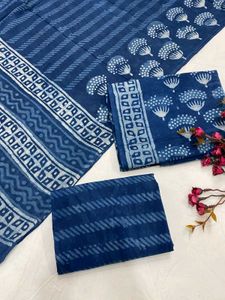 Indigo Block Print Dress Material