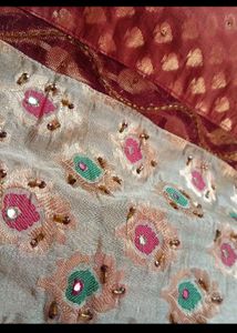 Designer Multicolour Silk With Handwork Touc