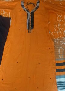 light Orange Embellished Kurta and dupatta set