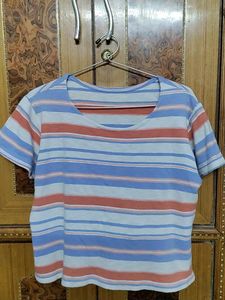 Girls strips tshirt, Medium, length not too short