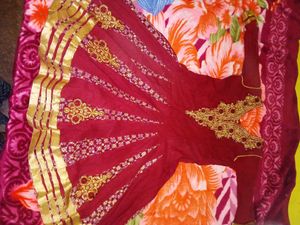 Beautiful Merun Colour Umbrella Gown