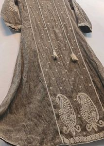 Brown Embroidered Kurti