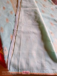Light Blue Woven Fabric with Paisley Detail