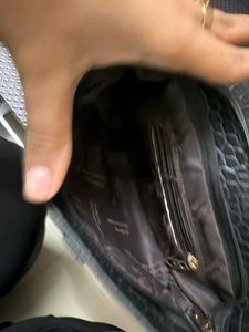 Black Croc Embossed Saddle Bag