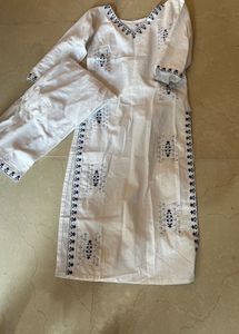 Elegant White Embroidered Kurta Set
