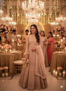 Champagne Pinkish Beige Embroidered Anarkali Gown