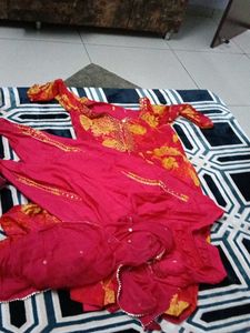 Red Floral Print Ethnic Suit