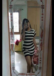 Black White Striped Bodycon Dress
