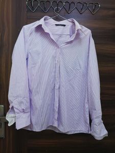 purple striped shirt