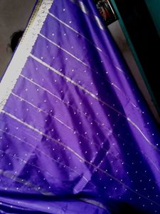 Elegant Purple &amp; Gold Floral Border Saree