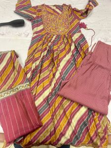 Striped Anarkali Suit Set