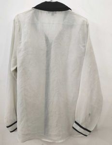 Off White, Black Collar &amp; Border Shirt.