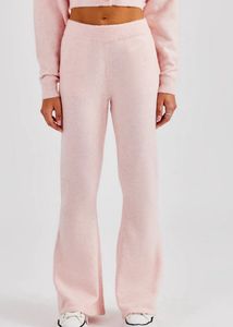 Pink Knit Flare Pants