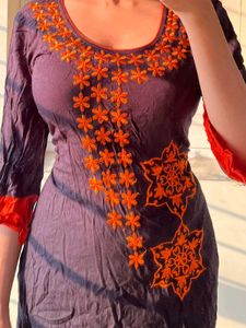 Embroidered Black Kurta