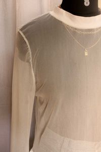 White Mesh Long Sleeve Top