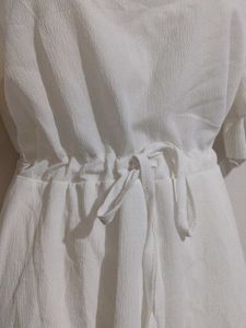 White Dress with Ruffle Sleeves