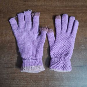 Purple Woolen Gloves