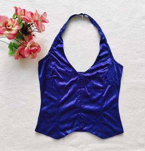 Blue Satin Halter Top