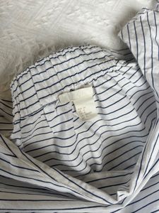 Striped Off-Shoulder Puff Sleeve Top