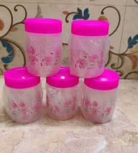 Pink Floral Jars (Set of 6)