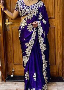 Silk Embroidery Saree With Stitch Blouse