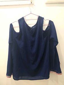 Cold Shoulder Navy Top