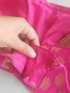 Swtantra Pink Brocade Spaghetti Strap Blouse